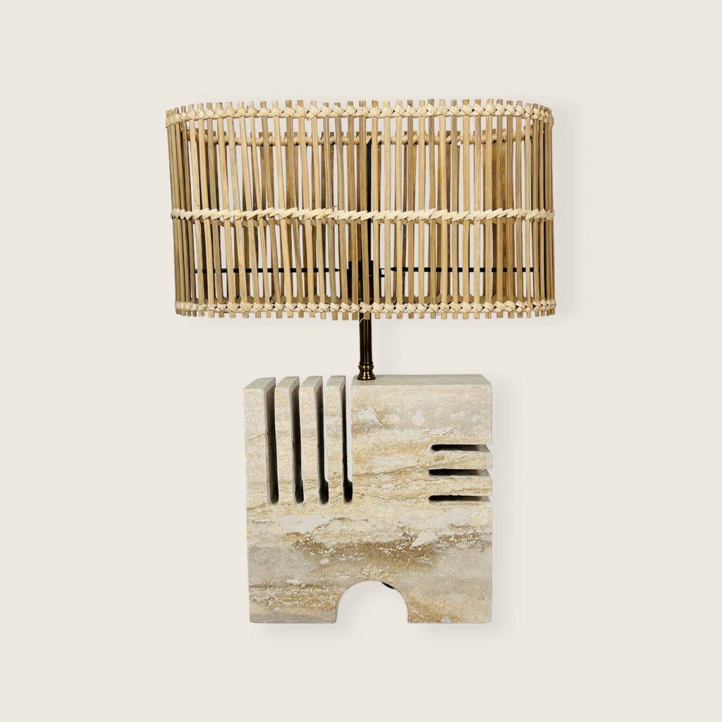 Puzzle Piece Travertine Table Lamp