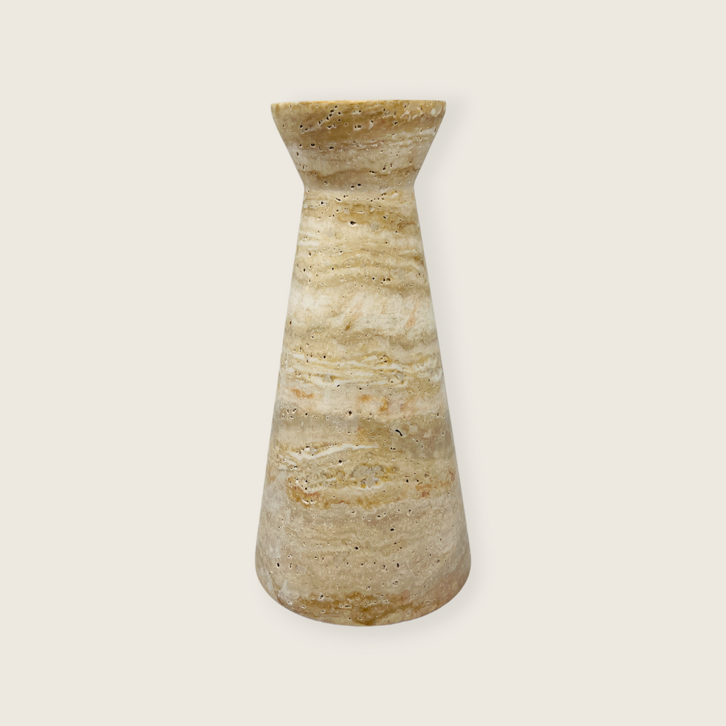 Camel Upside Down Funnel Travertine Table Lamp