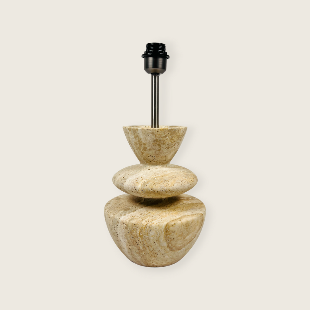 Pot Bottom Travertine Table Lamp