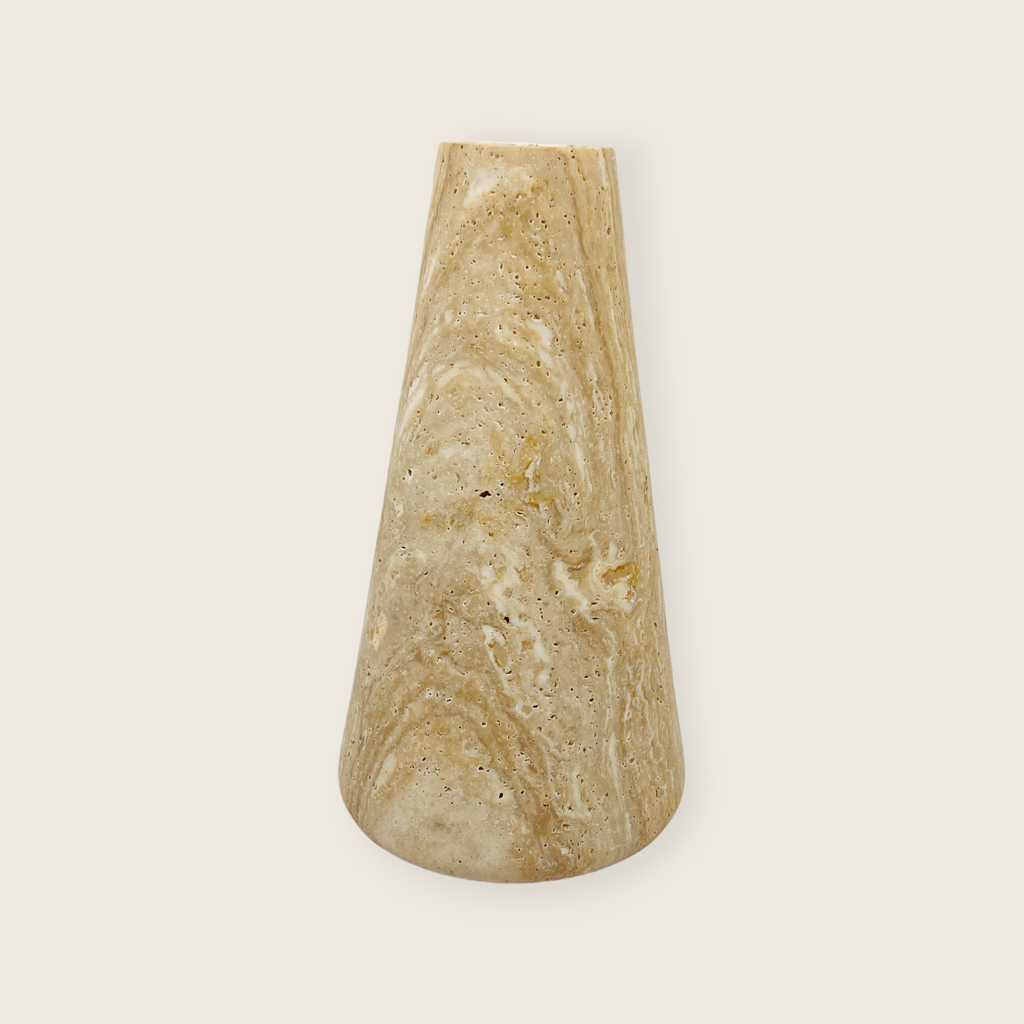 Beige Funnel Travertine Vase