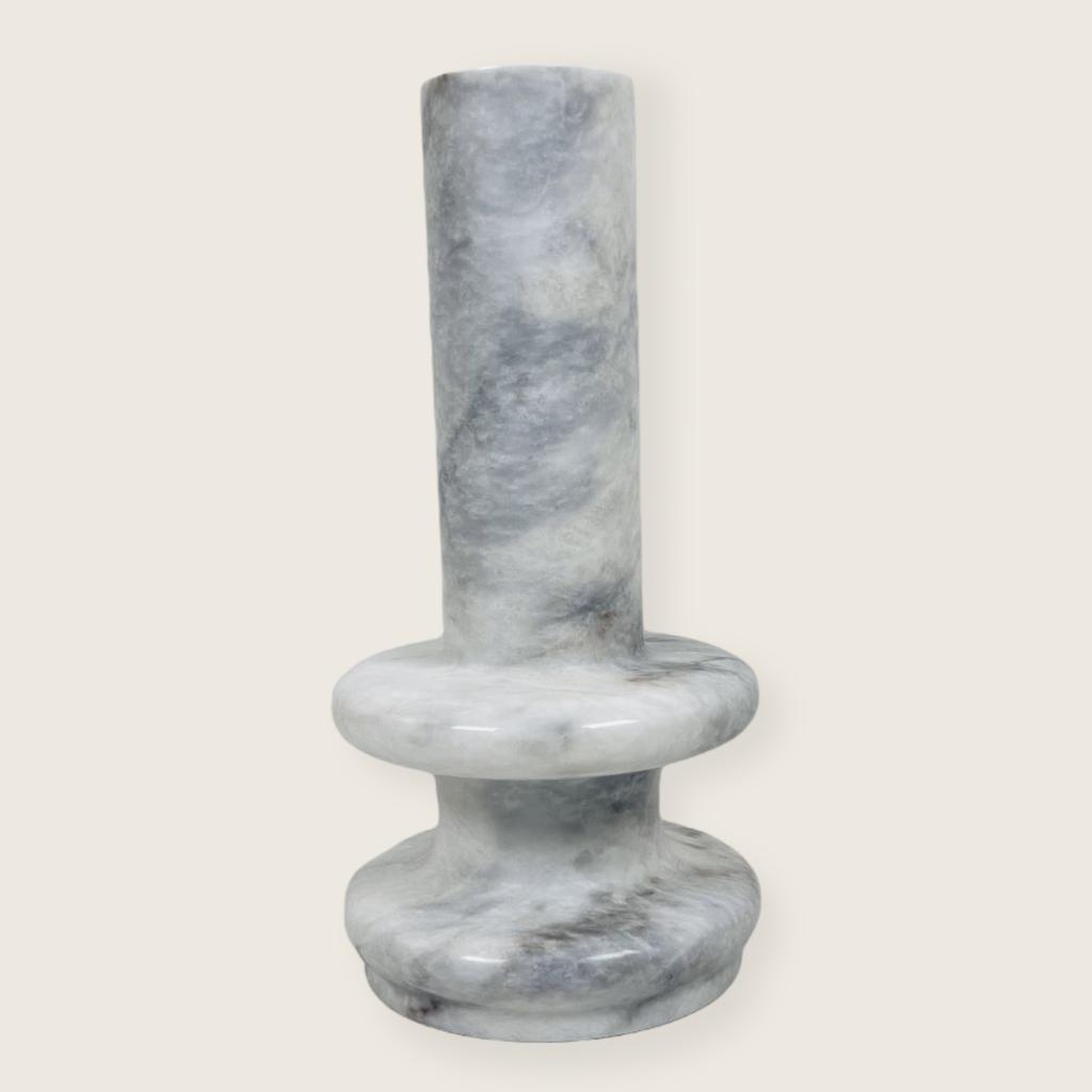 Double Ringed Bottom Grey Grazed Marble Table Lamp