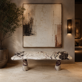 Muse Carved Bench - Red & White