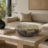 Golden Streaked River Stone Bowl
