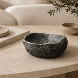 White Rimmed Black Bowl