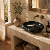 Glossy Black River Stone Sink