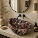 Burgundy Scorched River Stone Sink