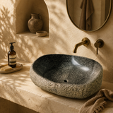 Black Speckled River Stone Sink