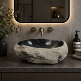 Black Lined River Stone Sink