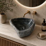 Deep Grey Rippled River Stone Sink
