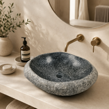 Webbed Grey Marked River Stone Sink
