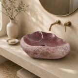 Flaming Red Ringed  River Stone Sink
