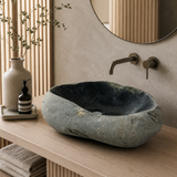 Lime Green Marked Black River Stone Sink