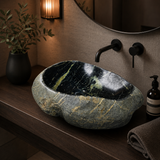 Lime Green Striped River Stone Sink