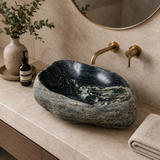 Rippled Dark Grey River Stone Sink