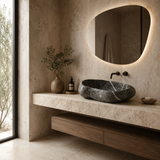 White Ringed River Stone Sink