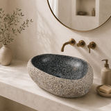 Black Speckled Sand River Stone Sink
