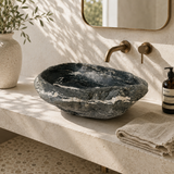 Deep White Rippled River Stone Sink