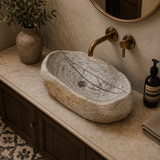 Grey Halo Mustard Grazed River Stone Sink