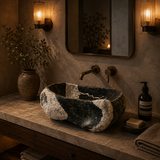 Zebra Printed River Stone Sink