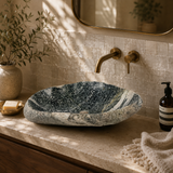 Green Brushed Irregular River Stone Sink