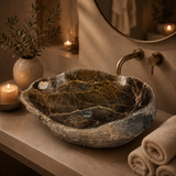 Brown Cracked Riverstone Sink