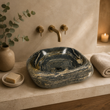 Brown With Cream Circles River Stone Sink