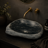 Line Marked River Stone Sink
