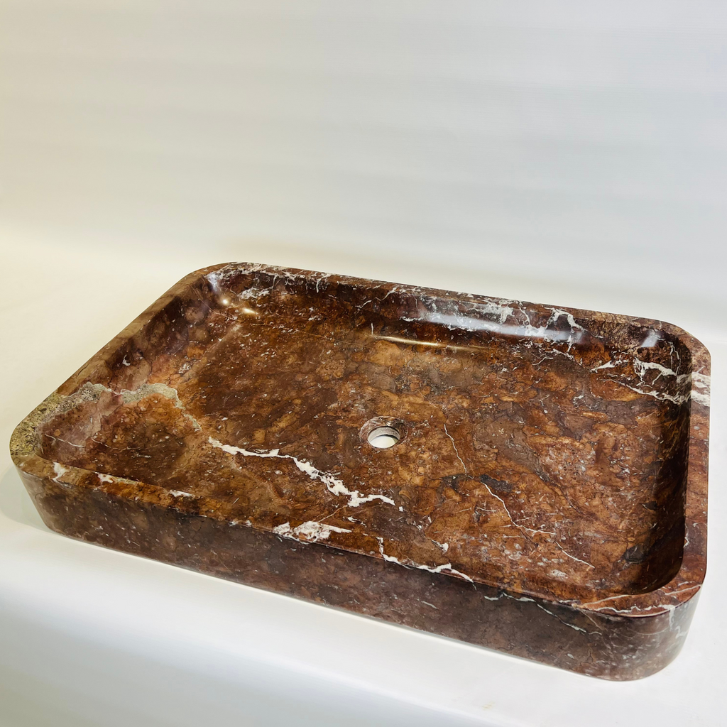 Burgundy Rectangle Marble Sink