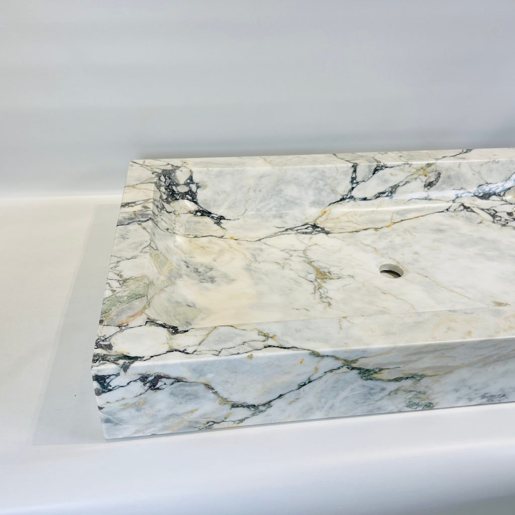 Veined Rectangle Marble Sink