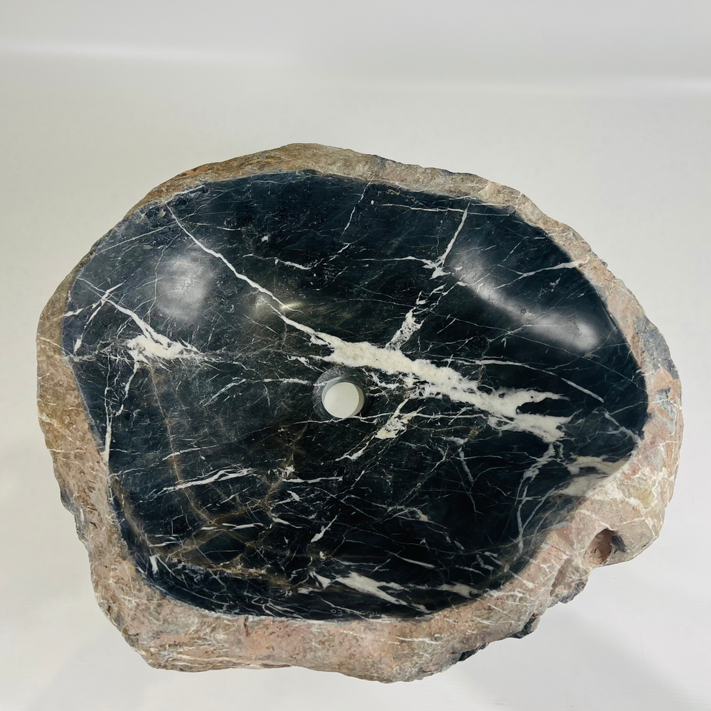 Splashed Black River Stone Sink