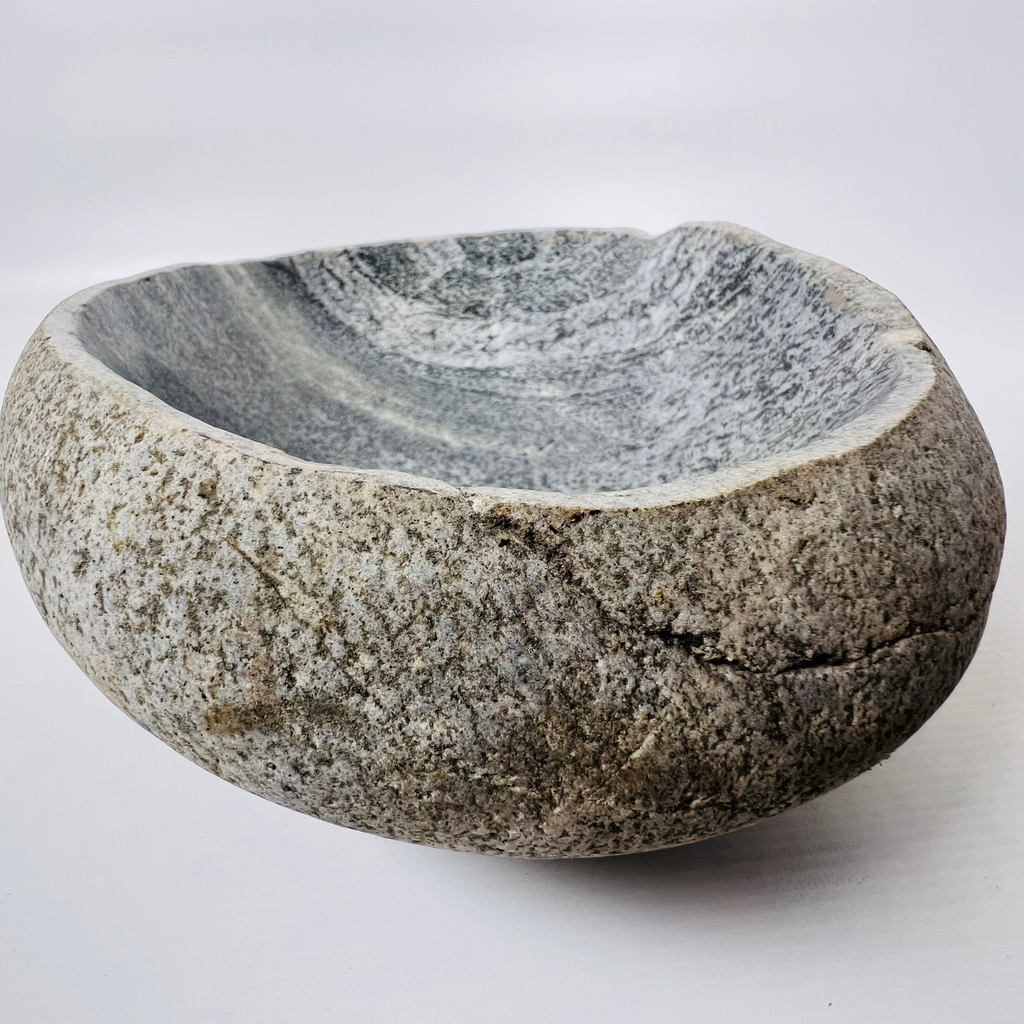 Grey Scale River Stone Serving Bowl