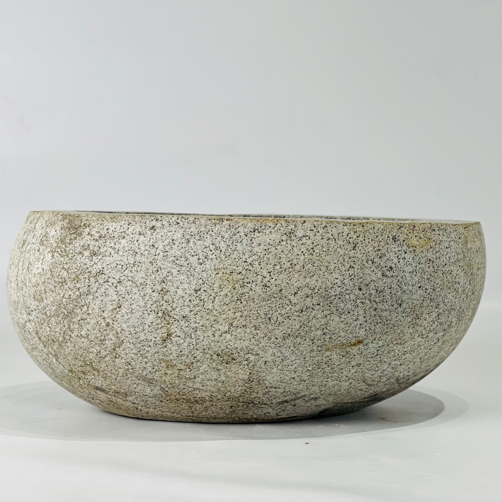 Smooth Grey River Stone Serving Bowl