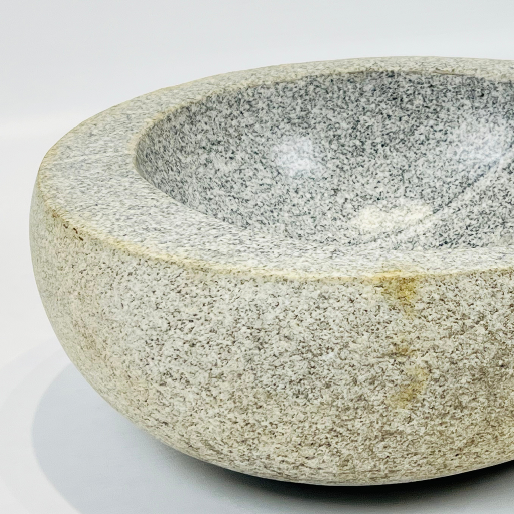 Smooth Grey River Stone Serving Bowl