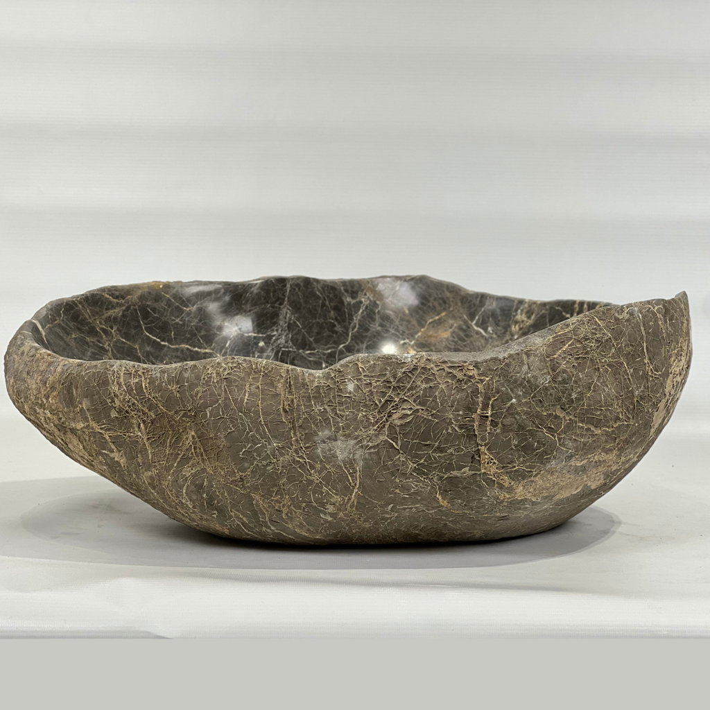 Gold Streaked River Stone Bowl