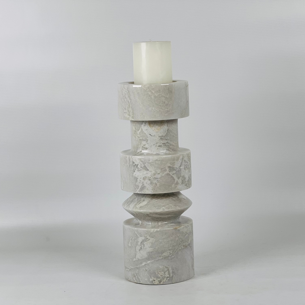 Pillar Grey Marble Candle Stand