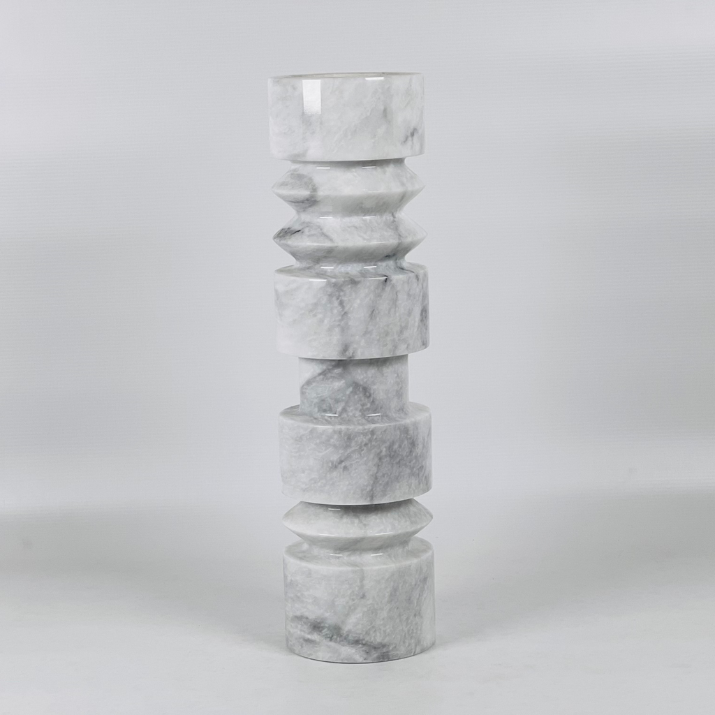 Pillar Streaked Marble Candle Stand (Large)