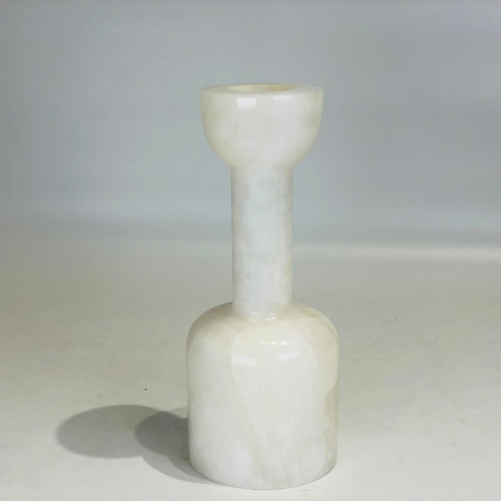 Bottle bottom White Onyx Marble Candle Stand