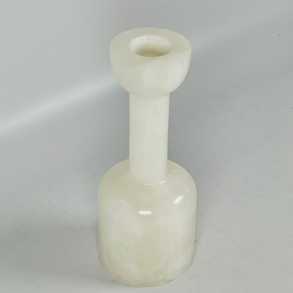 Bottle bottom White Onyx Marble Candle Stand