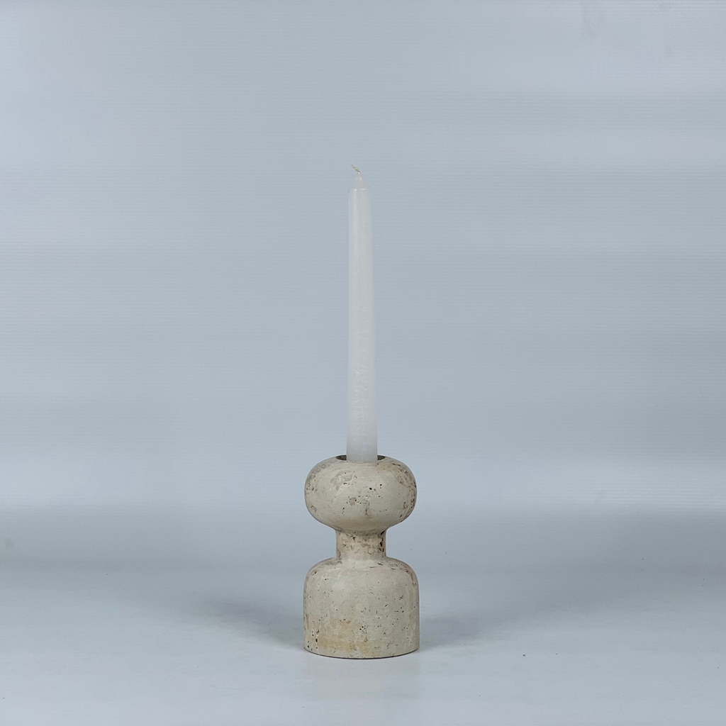 Dumbbell Travertine Candle Stand