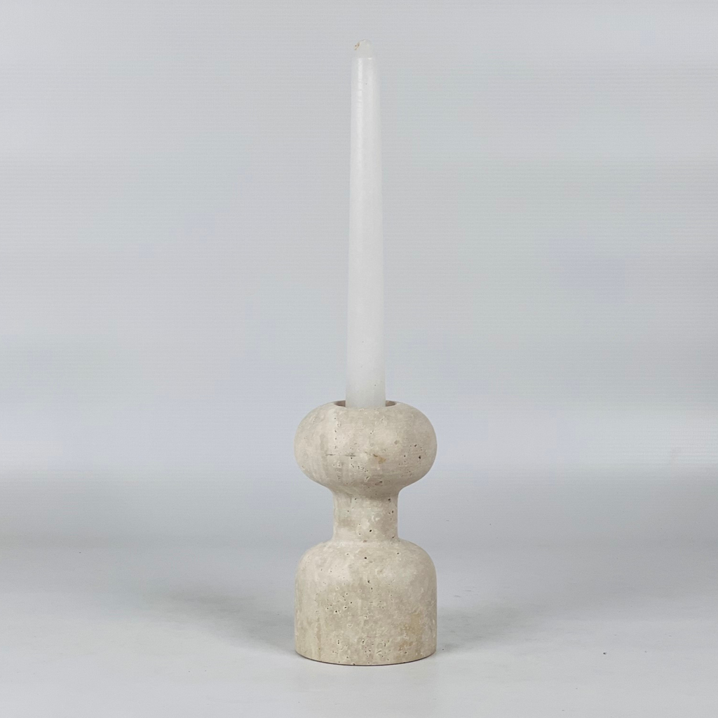 Dumbbell Light Travertine Candle Stand