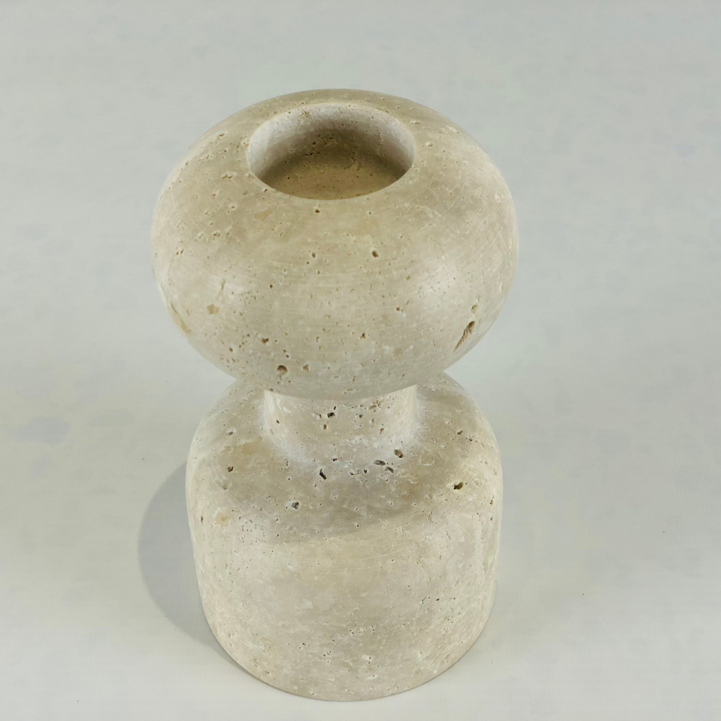 Dumbbell Light Travertine Candle Stand