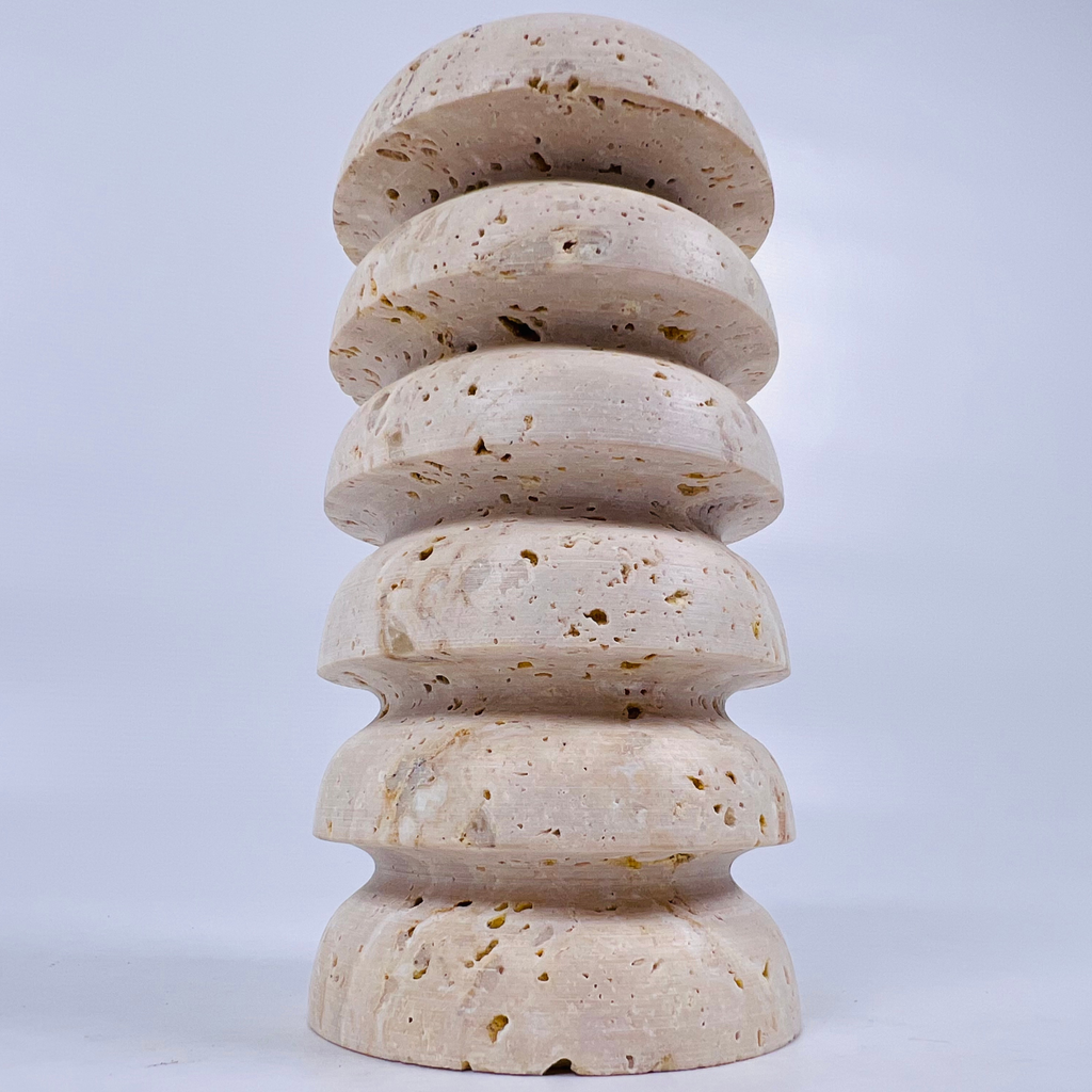 Stacked Domes Travertine Candle Stand