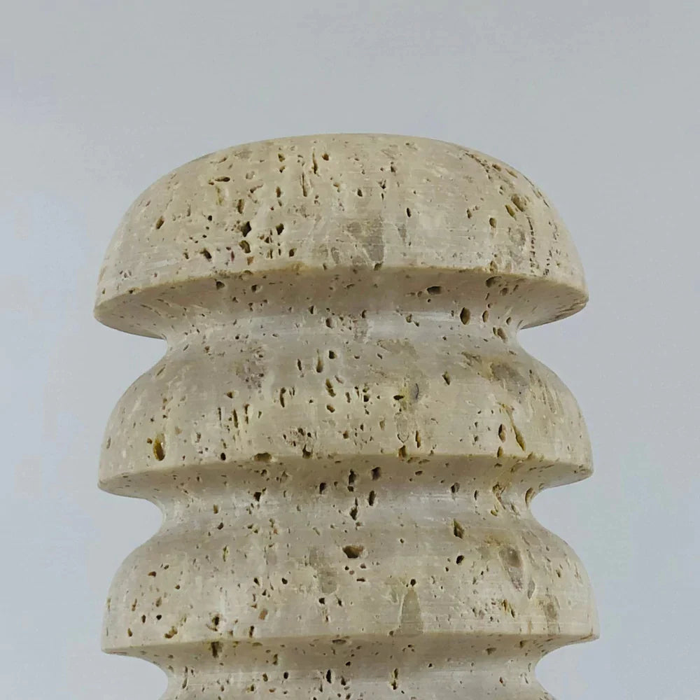 Stacked Domes Travertine Candle Stand