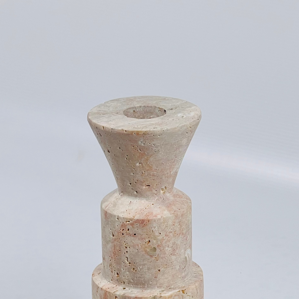 Pawn Travertine Candle Stand