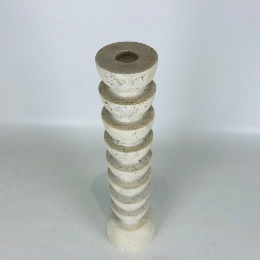 Upside Down Stacked Dome Travertine Candle Stand