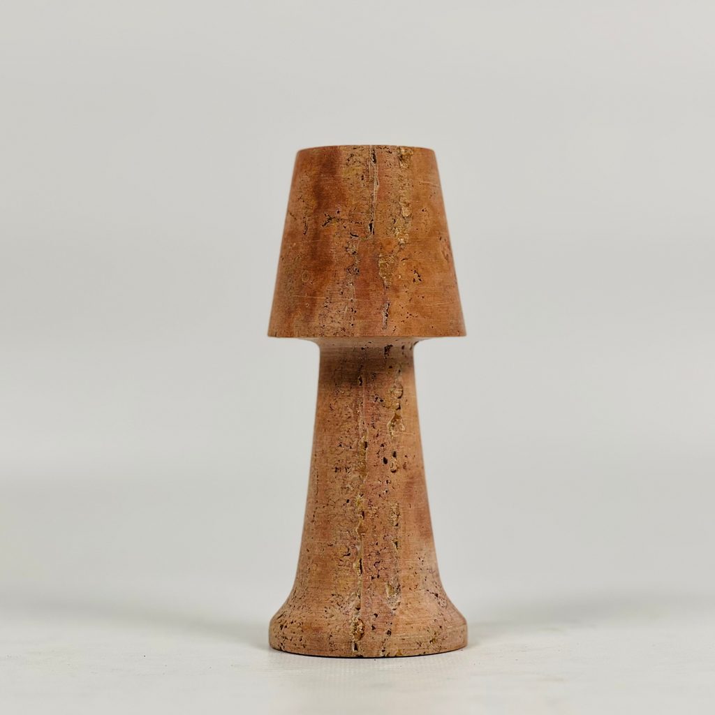 Cone Head Red Travertine Marble candle Stand