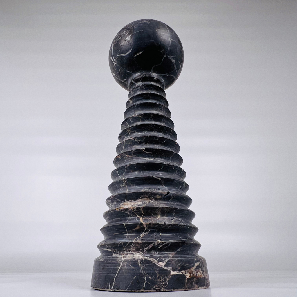 Bobbled Screw Streaked Marble Candle Stand