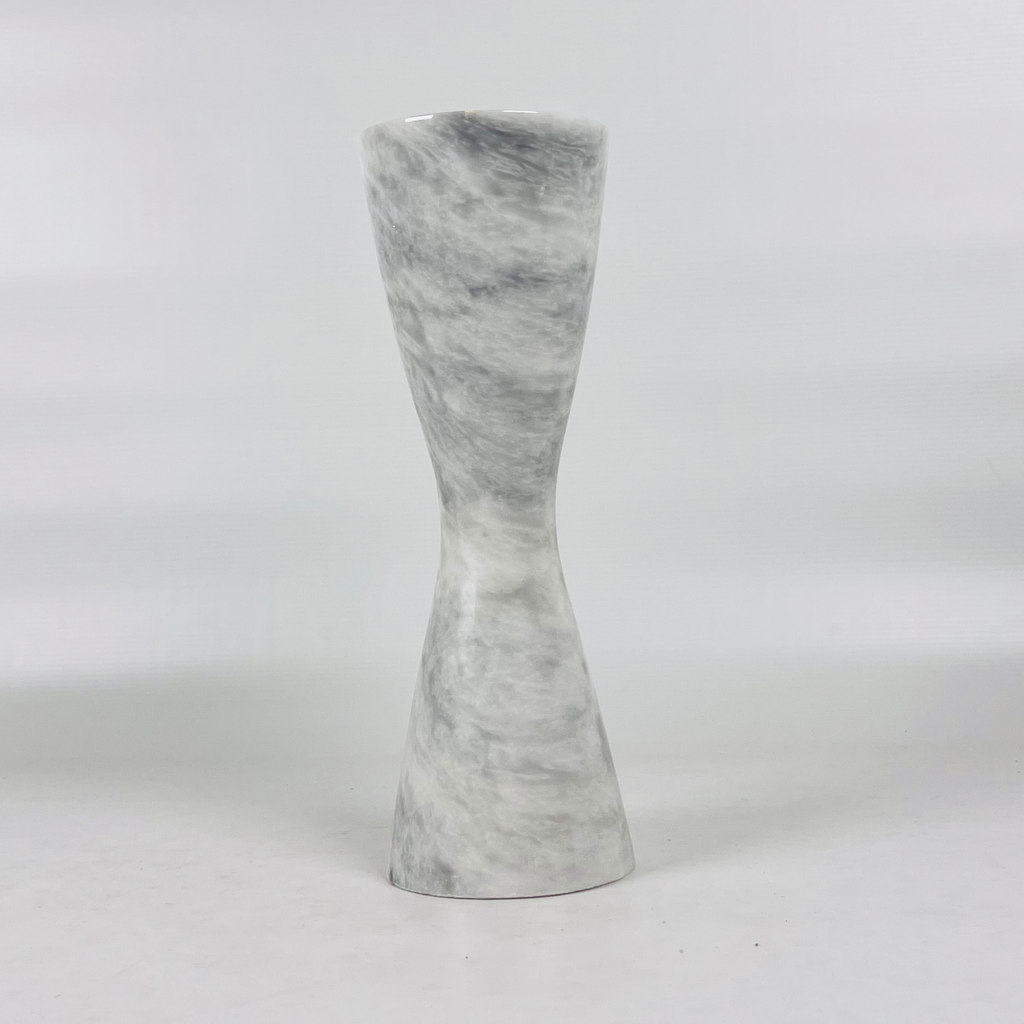 Hourglass Grey Streaked Marble Candle Stand (Small)