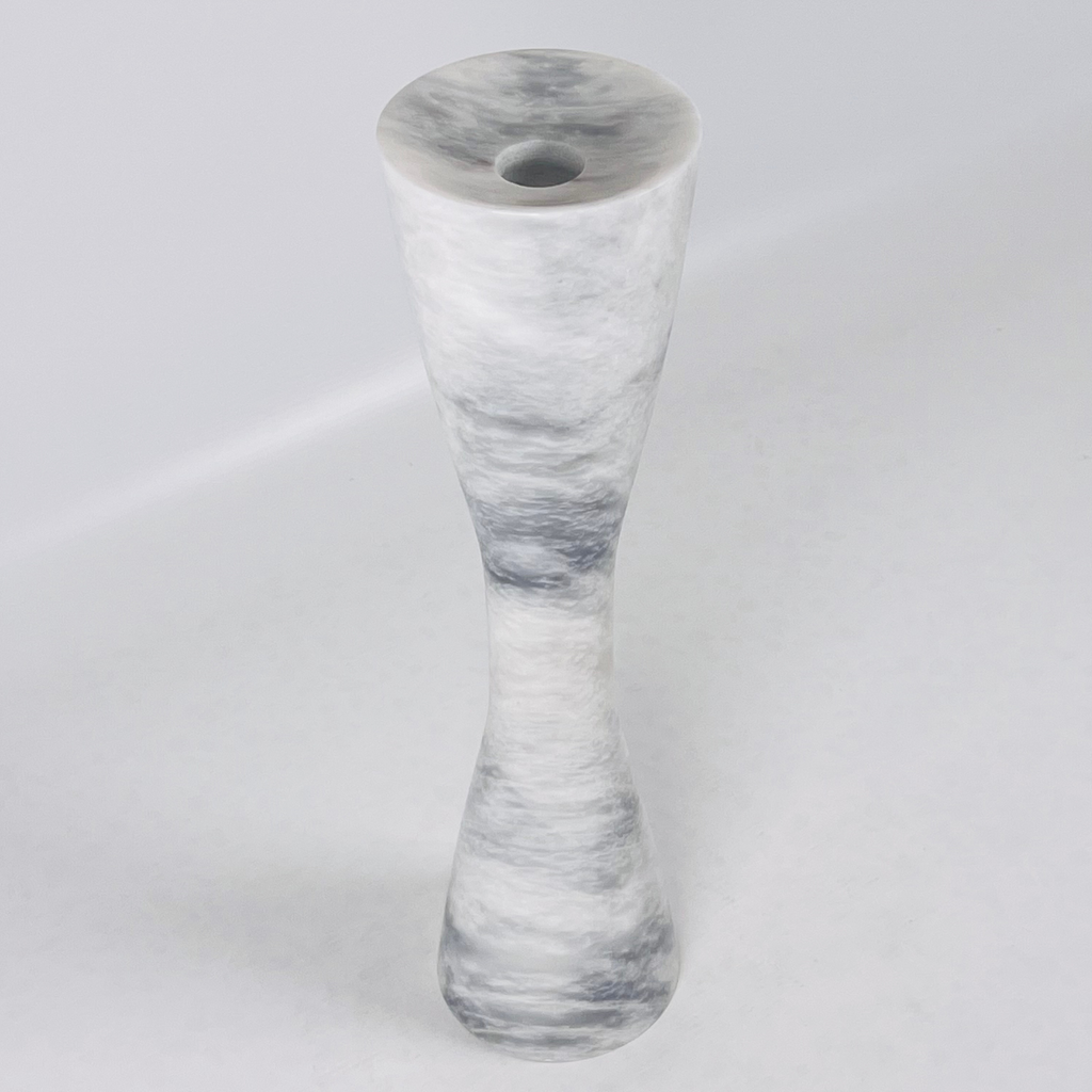 Hourglass Grey Blotched Marble Candle Stand (Large)