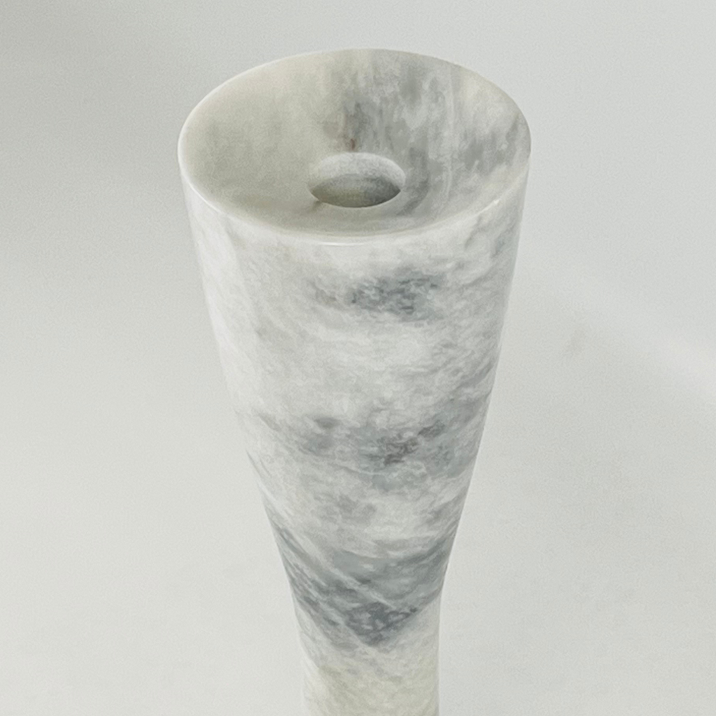 Hourglass Grey Blotched Marble Candle Stand (Large)